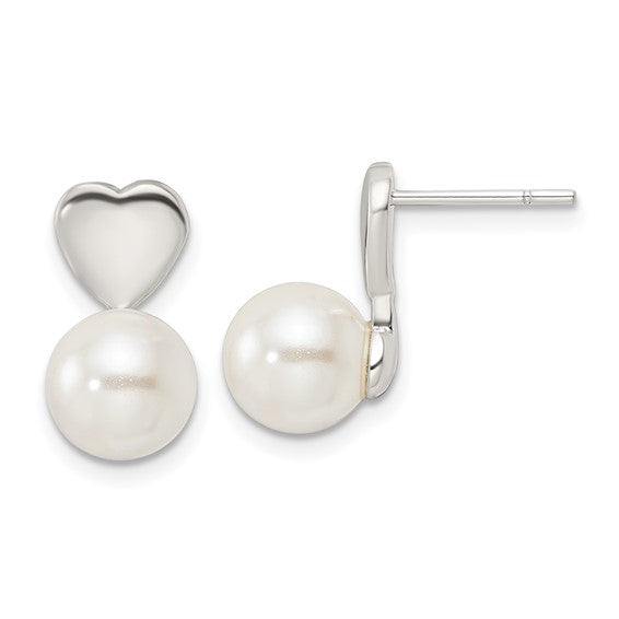 Sterling Silver White Pearl Post Earrings