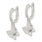 Sterling Silver CZ Dangle ButterFly Earrings