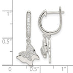 Sterling Silver CZ Dangle ButterFly Earrings