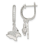 Sterling Silver CZ Dangle ButterFly Earrings