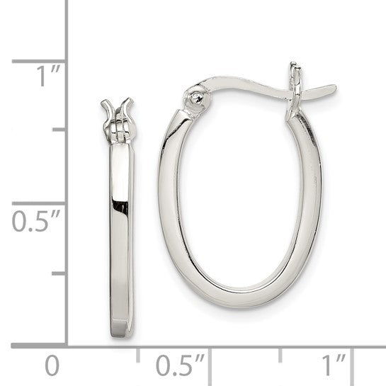 Sterling Silver Oval Hoop Earrings