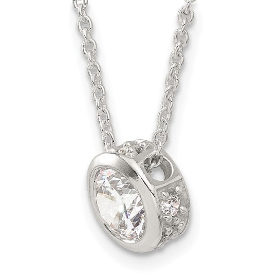 Sterling Silver Bezel CZ Necklace