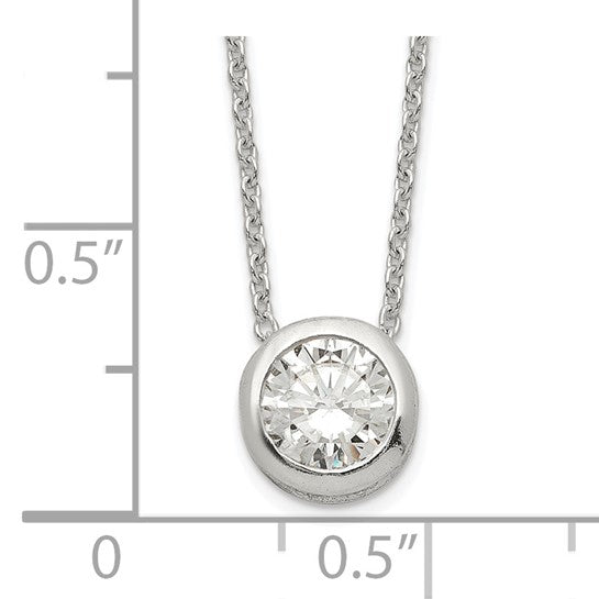 Sterling Silver Bezel CZ Necklace