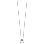 Sterling Silver Created Opal Cross Necklace