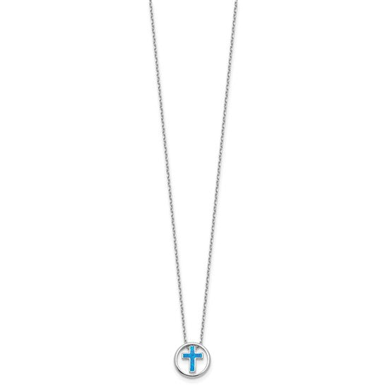 Sterling Silver Created Opal Cross Necklace