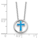 Sterling Silver Created Opal Cross Necklace