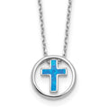 Sterling Silver Created Opal Cross Necklace
