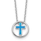 Sterling Silver Created Opal Cross Necklace