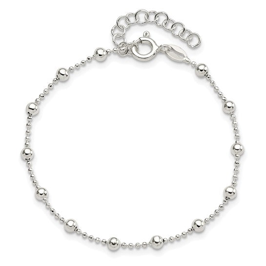 Sterling Silver Beaded 7 Inch Bracelet
