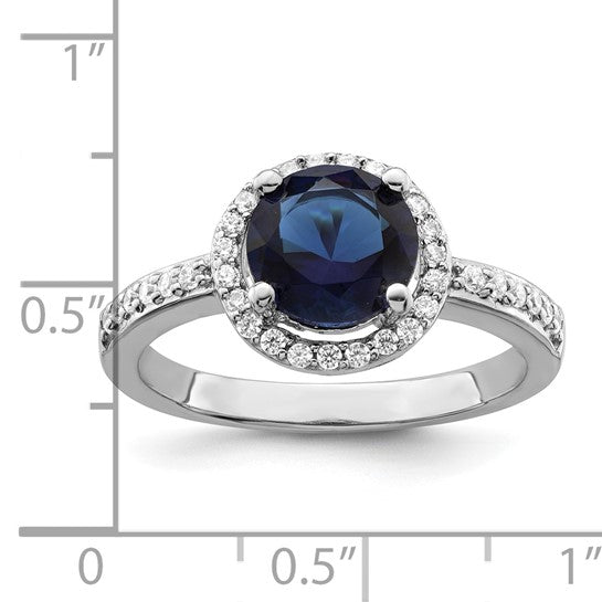 Sterling Silver Ladies Blue CZ Ring
