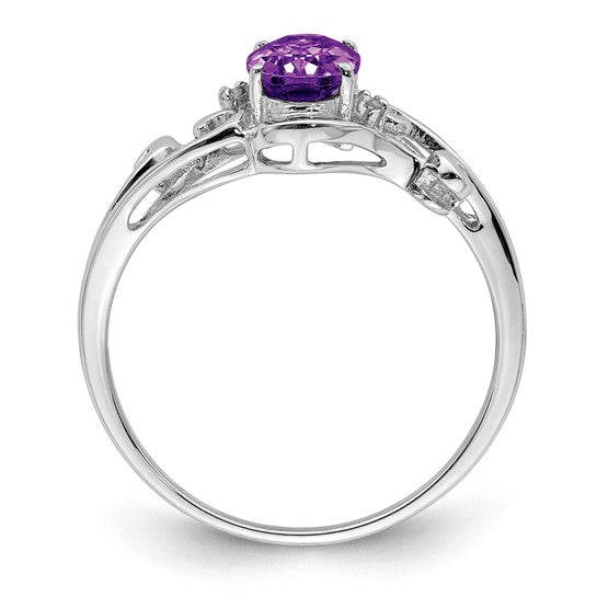 Sterling Silver Ladies Amethyst Ring