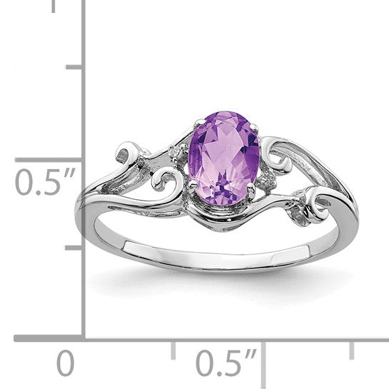 Sterling Silver Ladies Amethyst Ring