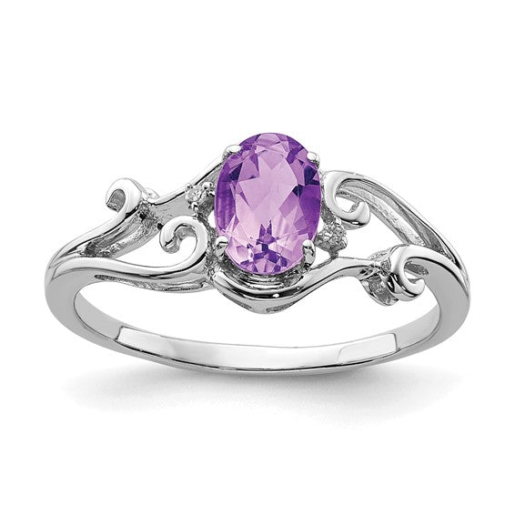 Sterling Silver Ladies Amethyst Ring