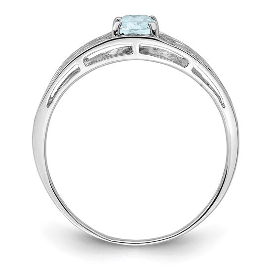 Sterling Silver Genuine Aquamarine Emerald Cut Ring