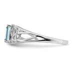 Sterling Silver Genuine Aquamarine Emerald Cut Ring