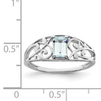 Sterling Silver Genuine Aquamarine Emerald Cut Ring