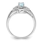 Sterling Silver Genuine Aquamarine Oval Ring