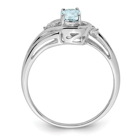 Sterling Silver Genuine Aquamarine Oval Ring