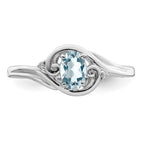Sterling Silver Genuine Aquamarine Oval Ring