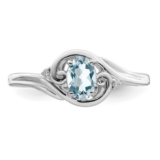 Sterling Silver Genuine Aquamarine Oval Ring