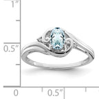 Sterling Silver Genuine Aquamarine Oval Ring