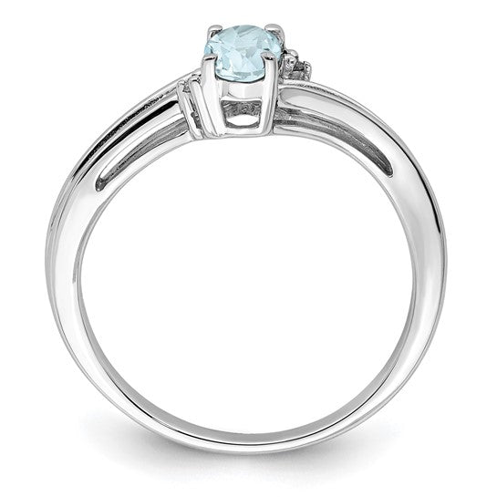 Sterling Silver Genuine Aquamarine Oval Ring