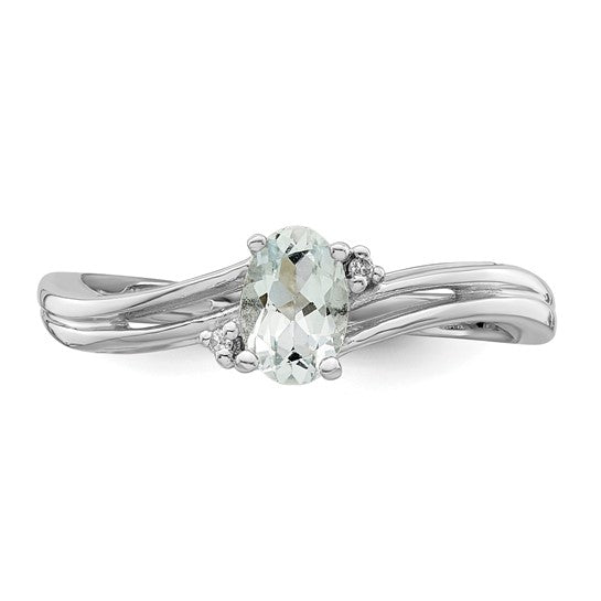 Sterling Silver Genuine Aquamarine Oval Ring
