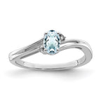 Sterling Silver Genuine Aquamarine Oval Ring