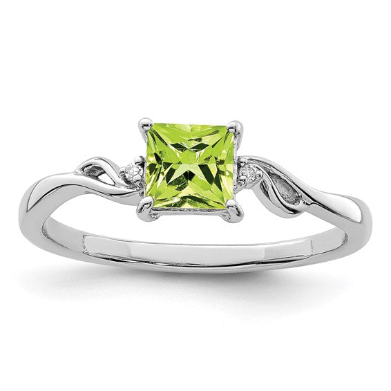 Sterling Silver Ladies Peridot Ring