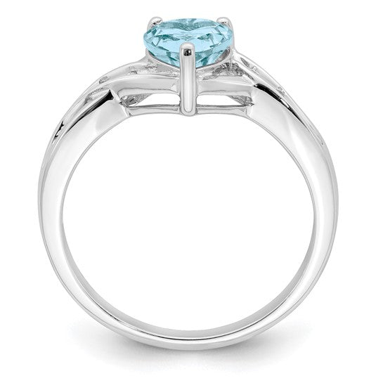 Sterling Silver Ladies Blue Topaz Heart Ring