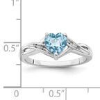 Sterling Silver Ladies Blue Topaz Heart Ring