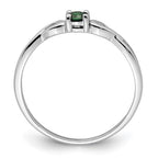 Sterling Silver Ladies Green And White Cz Ring