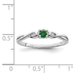 Sterling Silver Ladies Green And White Cz Ring