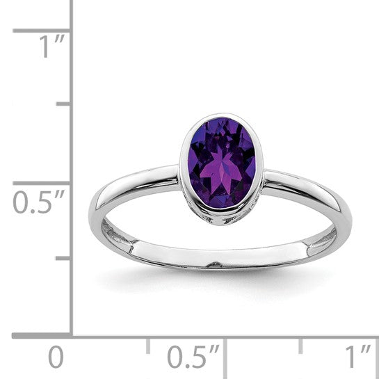 Sterling Silver Ladies Amethyst Ring
