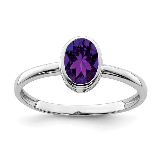Sterling Silver Ladies Amethyst Ring