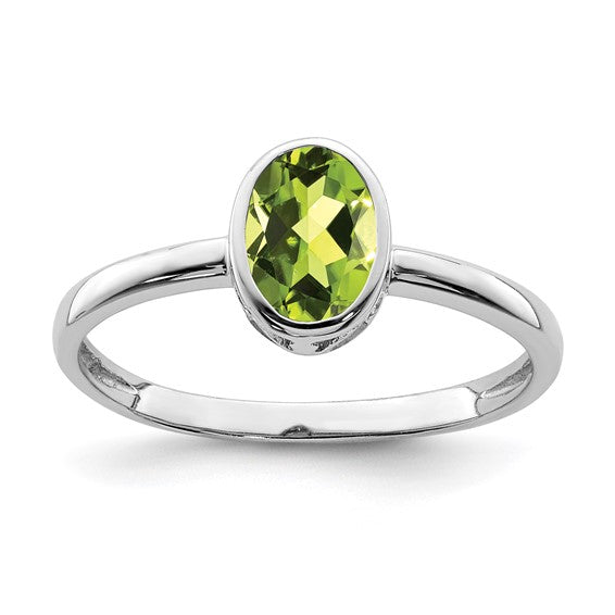 Sterling Silver Ladies Peridot Ring