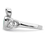 Sterling Silver Created Opal Claddagh Ring