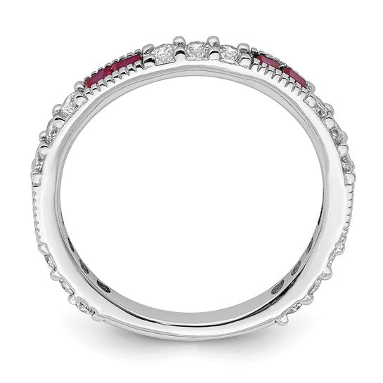 Sterling Silver Ladies Created Ruby Ring