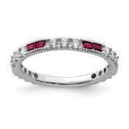 Sterling Silver Ladies Created Ruby Ring