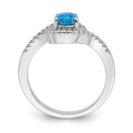 Sterling Silver Ladies Created Blue Opal
