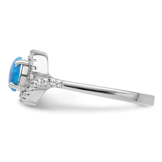 Sterling Silver Ladies Created Blue Opal
