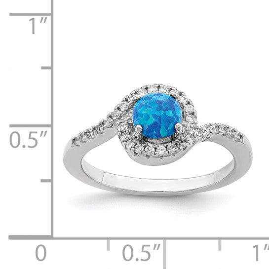 Sterling Silver Ladies Created Blue Opal