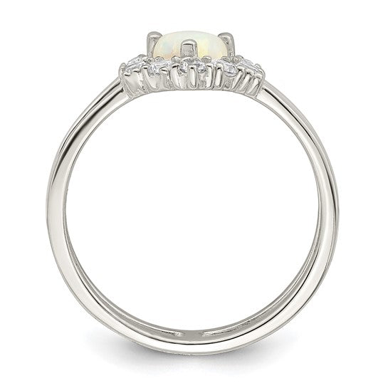 Sterling Silver Created Opal Ring