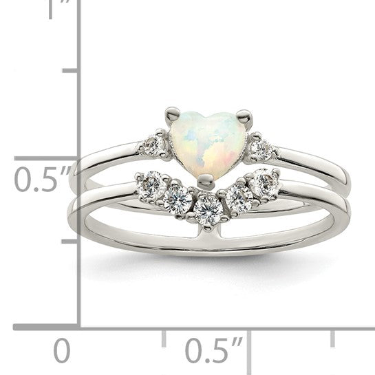 Sterling Silver Created Opal Ring