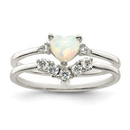 Sterling Silver Created Opal Ring