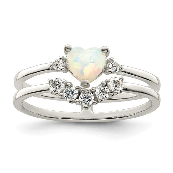 Sterling Silver Created Opal Ring