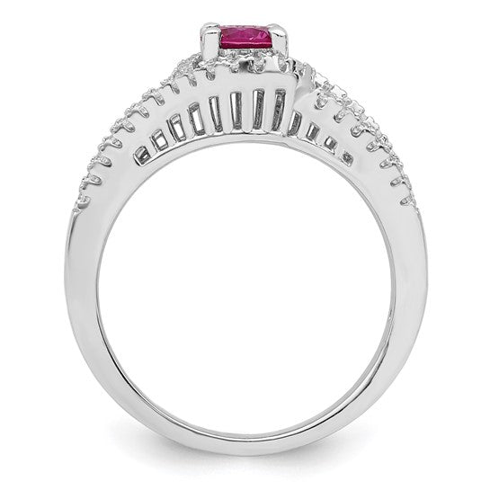 Sterling Silver Ladies' Created Ruby Ring