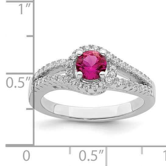 Sterling Silver Ladies' Created Ruby Ring