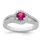 Sterling Silver Ladies' Created Ruby Ring