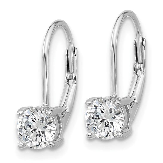 Sterling Silver CZ Leverback Earrings